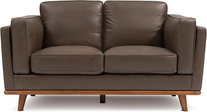 Valencia Artisan Full Leather Loveseat Sofa 66”| Pure Full Italian Nappa Leather Couch, Solid Wood Accent, Ultimate Comfort, Chocolate