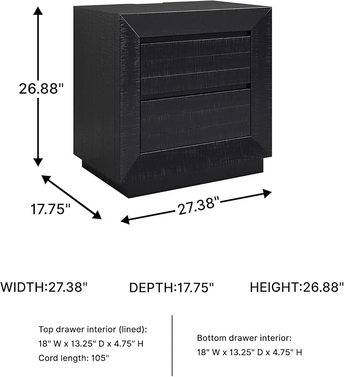 Signature Design by Ashley Londer Casual Nightstand with USB Ports, Black