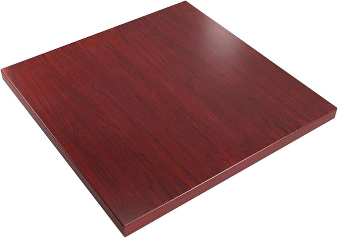 Flash Furniture Glenbrook 30'' Square High-Gloss Mahogany Resin Table Top with 2'' Thick Drop-Lip