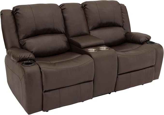 RecPro Charles 70" Powered Double RV Wall Hugger Recliner Sofa | Loveseat | RV Furniture with Upgraded 2023 Fabric (Chestnut)