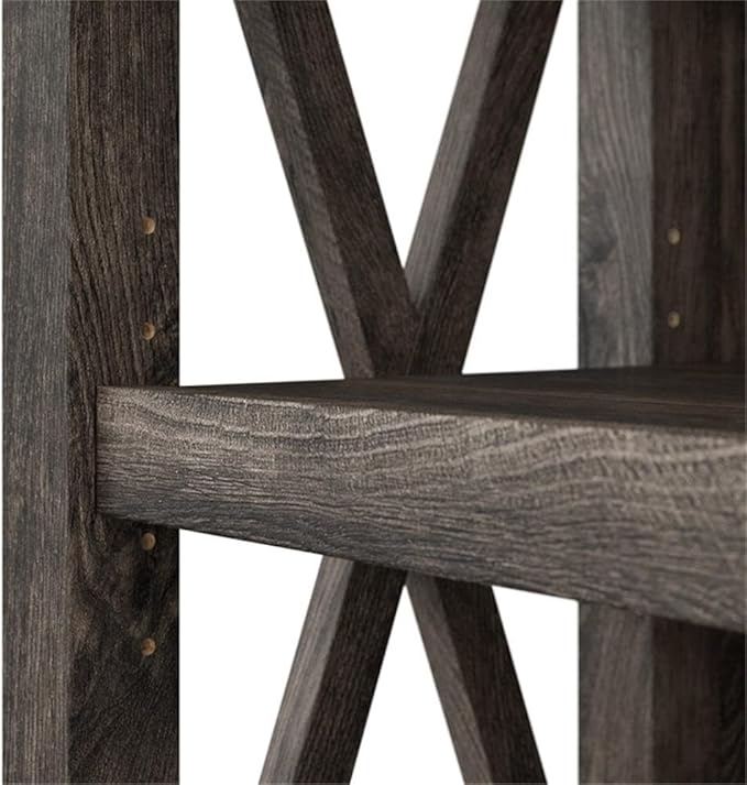 Bush Home Key West 5 Shelf Bookcase - Set of 2 | Tall Bookshelves in Dark Gray Hickory | Sturdy Display Shelves for Library, Living Room, and Home Office