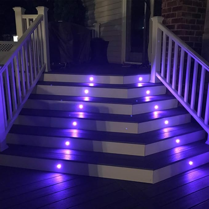 FVTLED Low Voltage Recessed RGBW Deck Light, 6pcs Φ1.22 RGB & Warm White Stainless Steel Waterproof Outdoor Step Lighting In-ground Landscape Pathway Patio Stair Decor Lamp, Black