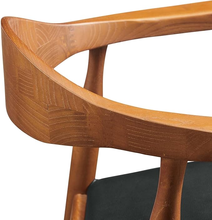 Modway Presidential Mid-Century Modern Faux Leather Upholstered Dining Armchair in Black