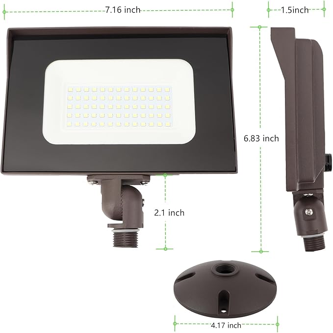 2PACK Dusk to Dawn 40W Outdoor LED Flood Light with 1/2" Knuckle Mount (Plate Included), 5000K 5200LM 120V, ETL Waterproof LED Security Flood Lighting for Sign/Flagpole/Tree/Yards/Advertising Boards