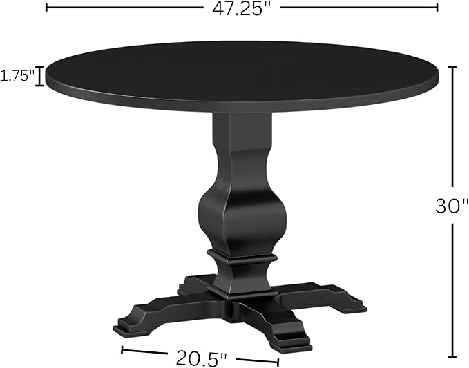 Roundhill Furniture Havre Pedestal Base Round Dining Table, Black