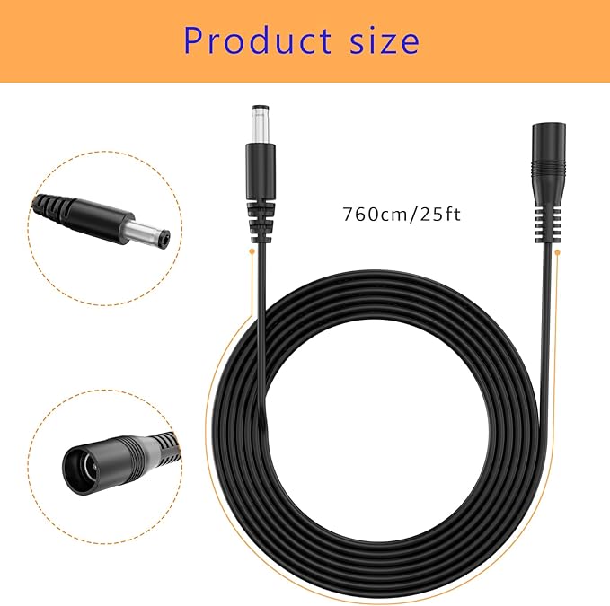 25 ft Extension Cable Compatible with Moen Flo Smart Water Shutoff Sensor 900-001 900-002 900-006 920-003, Replacement Power Cord for Moen Flo Smart Water Monitor and Automatic Shutoff