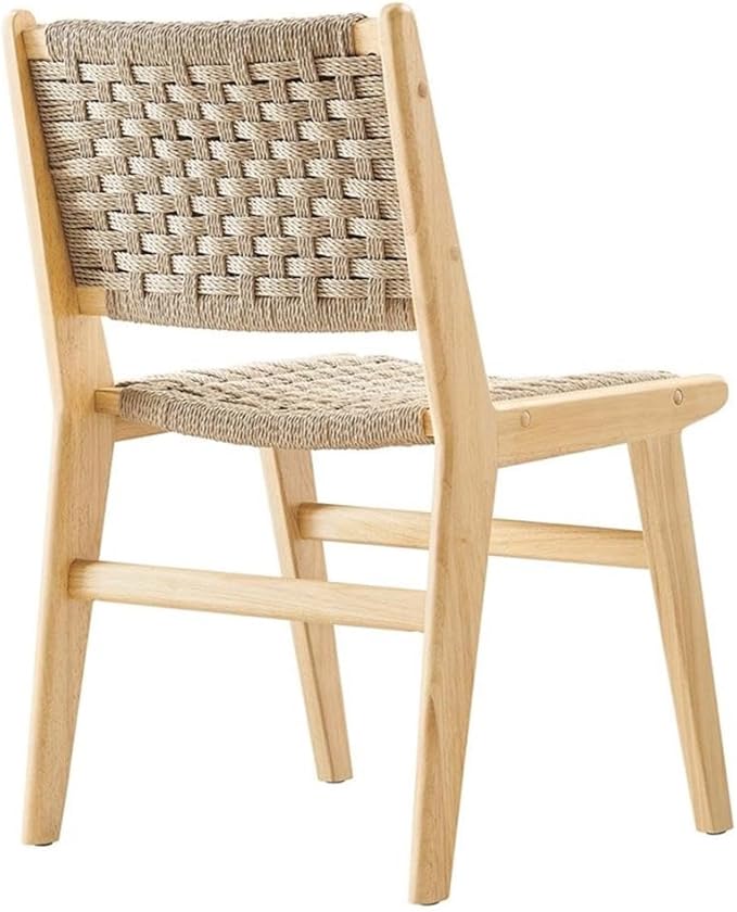 Modway Saoirse Woven Rope Wood Dining Side Chair in Natural Natural