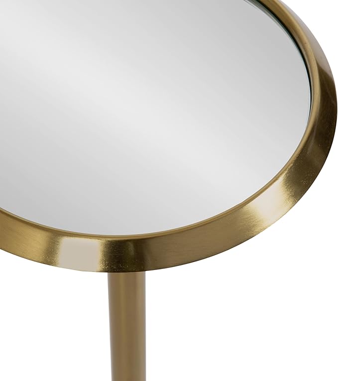 Kate and Laurel Sanzo Modern Pedestal Drink Table; 10 x 10 x 23; Antique Gold; Decorative End Table with Mirrored Tabletop for Use as Small Plant Stand or Cute Martini Table