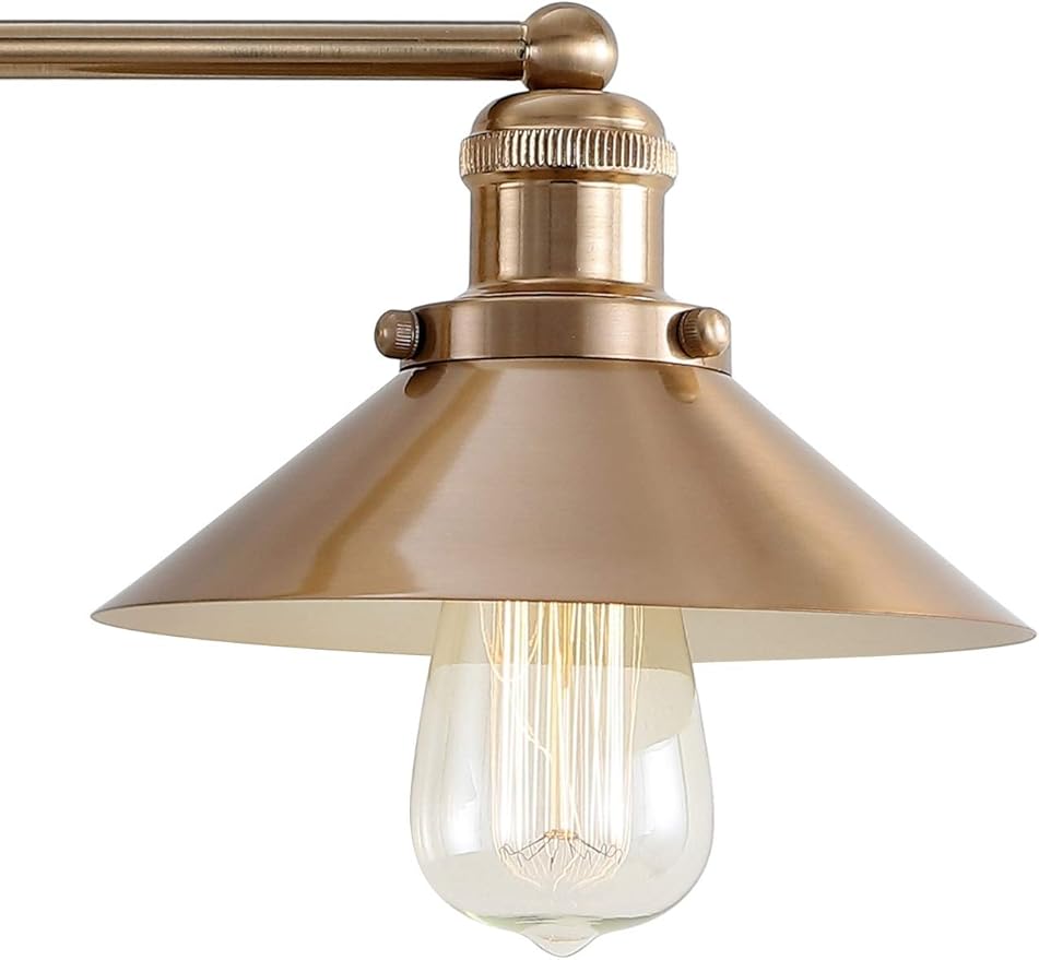 JONATHAN Y 17.5" Brass Gold 2-Light Industrial Farmhouse Metal Vanity Light Wall Sconce, Metal Shade for Bathroom Mirror, Kitchen, Entryway, LED Bulb Included (JYL7430A)