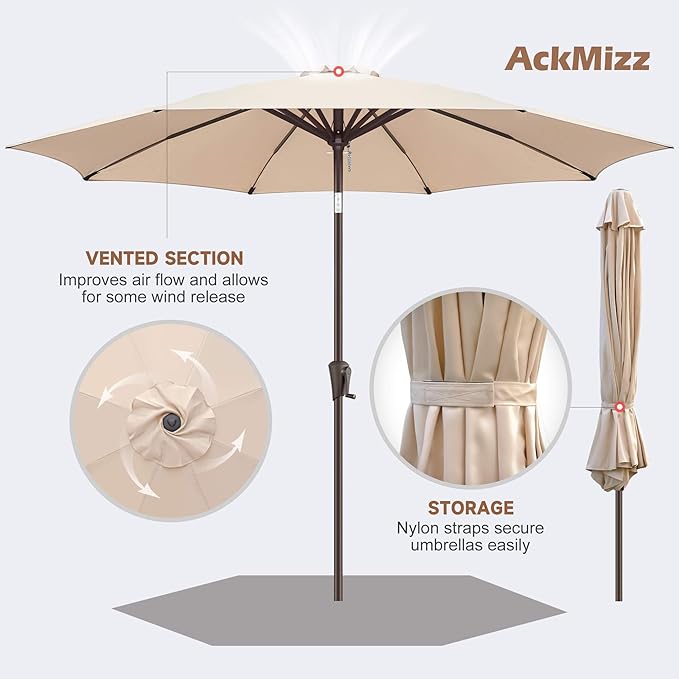 10ft Outdoor Patio Umbrella - Table Umbrella Waterprool UV Protection, Sombrillas de Patio with Push Button Tilt, Sun Umbrella for Pool, Porch, Garden, Deck, Backyard (Beige)