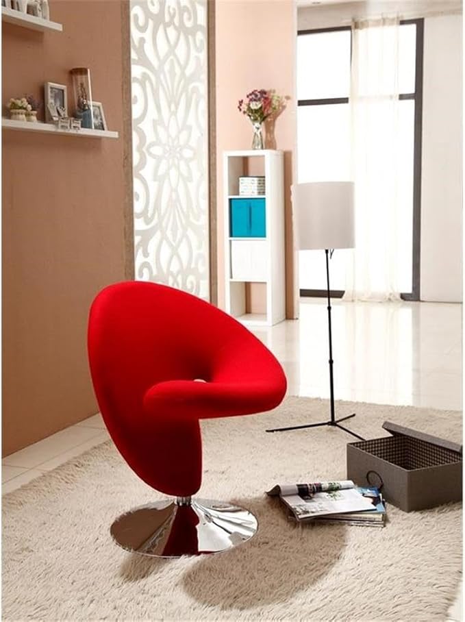 Manhattan Comfort Curl Swivel Accent Chair with 360° Turn, Fully Assembled, Upholstered in Wool Blend, Modern Ergonomic Design with Polished Chrome Base, Set of 8, Multi Color