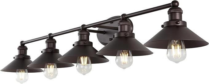 JONATHAN Y 7.88" Oil Rubbed Bronze 1-Light Industrial Farmhouse Metal Vanity Light Wall Sconce, Metal Shade for Bathroom Mirror, Kitchen, Entryway, LED Bulb Included (JYL7904A)
