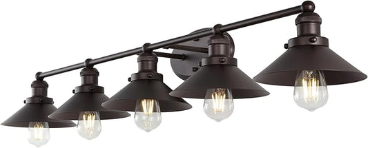 JONATHAN Y 7.88" Oil Rubbed Bronze 1-Light Industrial Farmhouse Metal Vanity Light Wall Sconce, Metal Shade for Bathroom Mirror, Kitchen, Entryway, LED Bulb Included (JYL7904A)