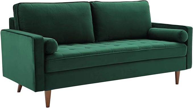 Modway EEI-3764-GRN Valour Performance Velvet Sofa, Green