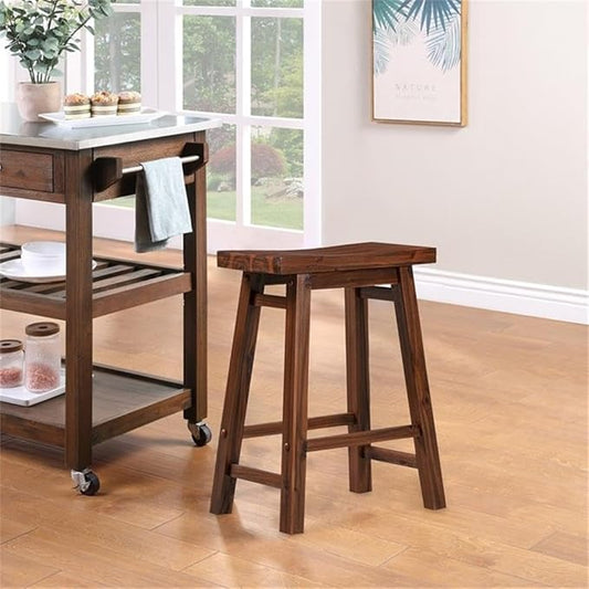 Boraam Sonoma Backless Saddle Kitchen Counter Stool - Chestnut Wire-Brush - Set of 2