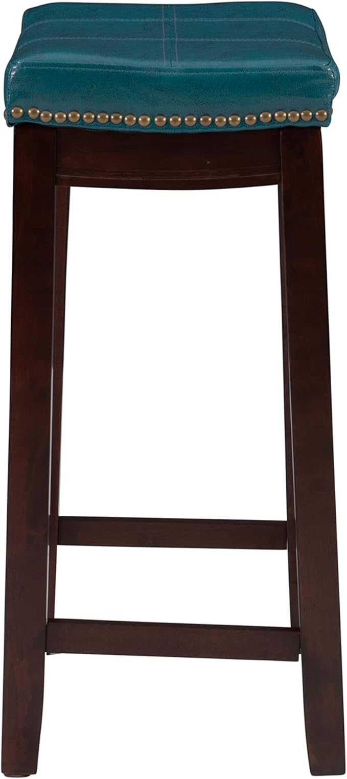 Linon Carson Blue Backless Counter Stool, Brown