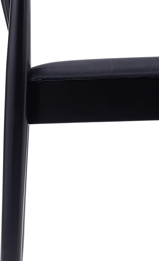 Flash Furniture Chester Solid Wood Dining Chair, Commercial Grade Restaurant Chair with Curved Spindle Backrest and Vinyl Padded Seat, Set of 2, Black/Black