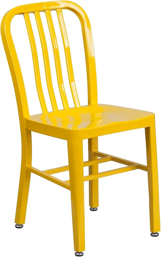 Flash Furniture Commercial Grade Yellow Metal Indoor-Outdoor Chair