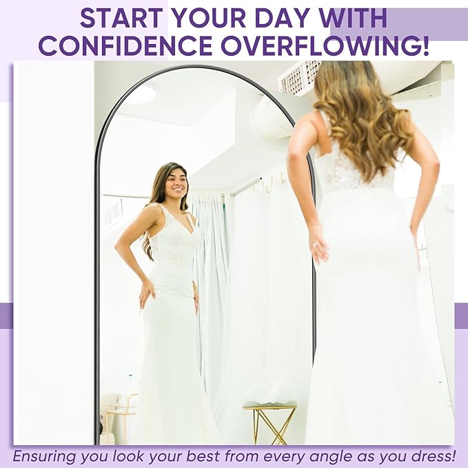 Floor Mirror, 41"×81" Full Length Mirror with Stand for Bedroom Living Room, Black
