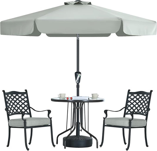 MASTERCANOPY 7.5ft Patio Umbrella with Valance, Crank and Tilt – 6 Ribs Outdoor Market Umbrella, UV/Fade Resistant, Waterproof Canopy with Wind Vent for Garden, Deck, Backyard, Pool (Light Gray)