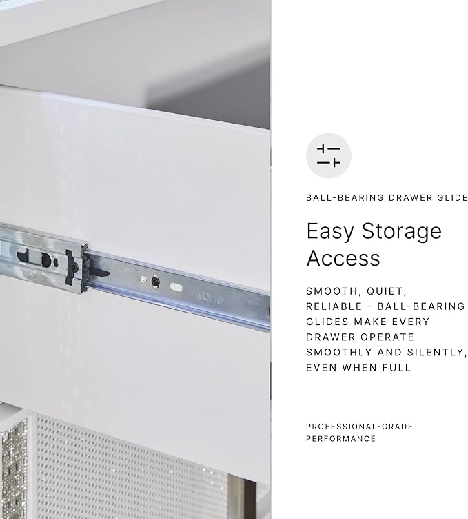 Signature Design by Ashley Chalanna Glam 2 Drawer Nightstand with Felt-Lined Top Drawer, LED Lights, Power Supply and USB Ports, 26.75" Tall, White