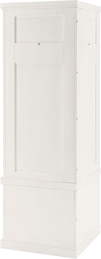 Crosley Furniture Seaside Corner Hall Tree with Shoe Rack Bench and Coat Hooks for Hanging Storage, Distressed White
