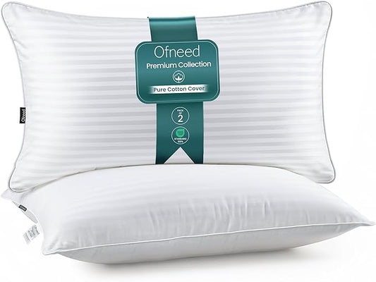 King Size Pillows Set of 2 Down Alternative – Soft & Fluffy King Pillow with Cotton Cover, Hotel Quality Pillows for Bed, Perfect Bed Pillows for Side and Back Sleepers, Size 20"x36"