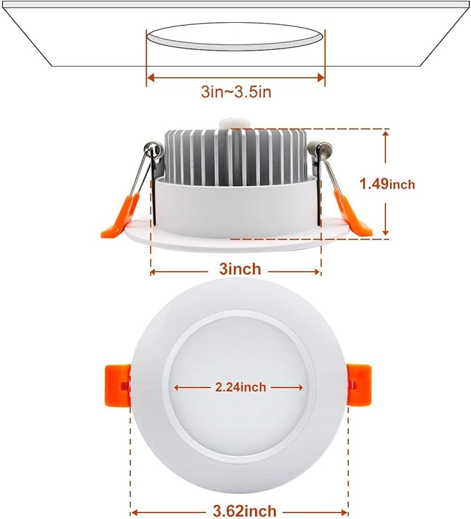 YGS-Tech 3.5 Inch LED Recessed Lighting, Dimmable Downlight 7W(55W Halogen Equivalent), CRI80, 3000K Warm White, Ceiling Light with LED Driver(10 Pack)