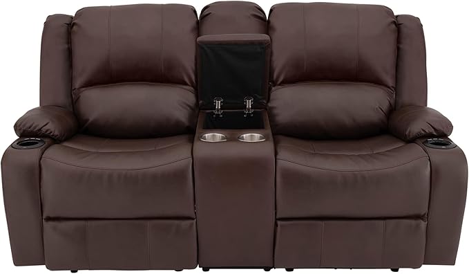 RecPro Charles 70" Powered Double RV Wall Hugger Recliner Sofa | Loveseat | RV Furniture with 2023 Updated Fabric (Mahogany)