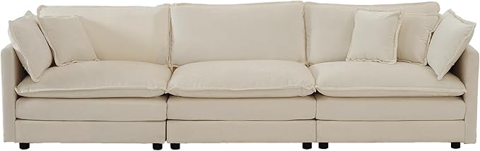 Luxury Modular Sectional Sofa with Ottoman, 111.5" Overstuffed U-Shaped Cloud Sofa, Premium Chenille Fabric Deep Seat Couch, Extra Wide Sectional for Living Room, Apartment & Office | Layer Cushions