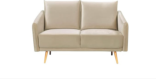 Container Furniture Direct Peterson Ultra Modern Velvet Living Room Loveseat, 44.49", Cream