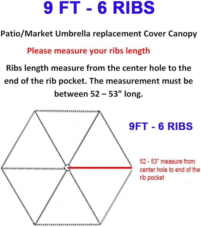 BELLRINO Replacement * GRAY * Umbrella Canopy for 9 ft 6 Ribs (Canopy Only) (GRAY-96)