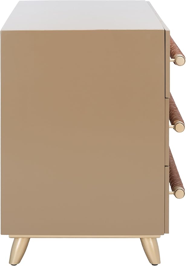 Safavieh Home Raquel Modern Taupe and Gold and Brown 3-drawer Chest