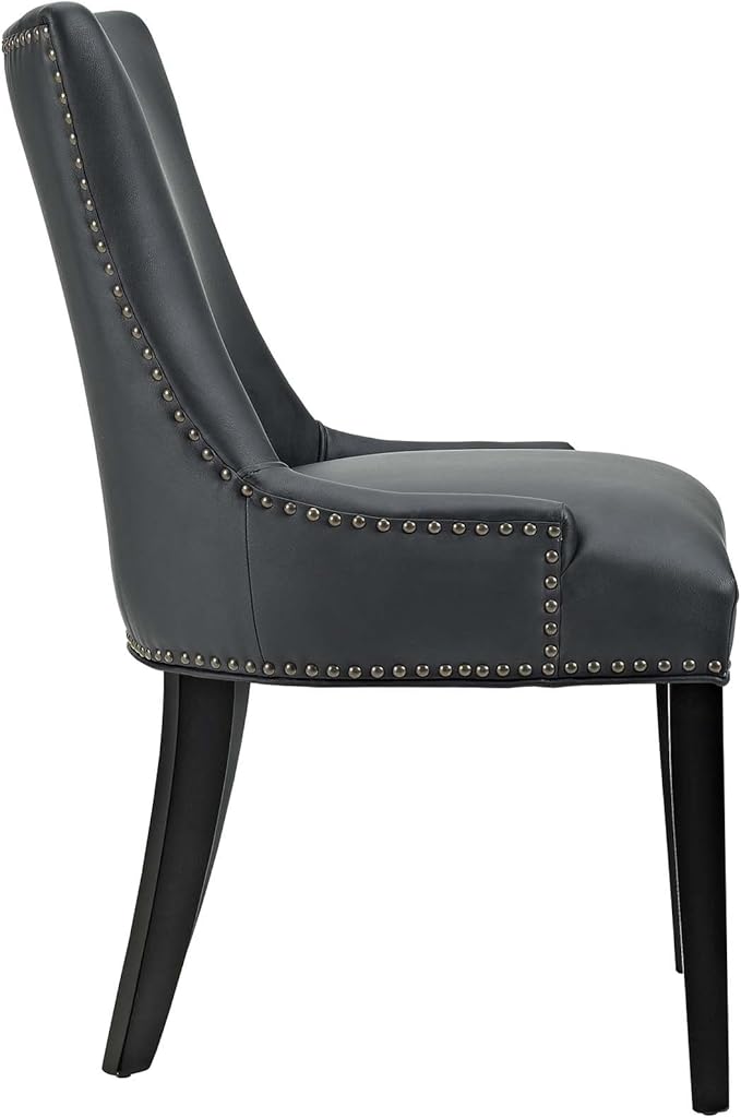 Modway MO- Marquis Modern Faux Leather Upholstered with Nailhead Trim, Dining Chair, Black