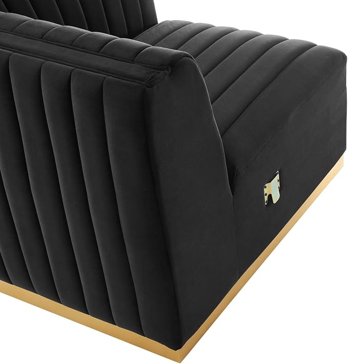 Modway Conjure Channel Tufted Performance Velvet Sectional, Gold Black