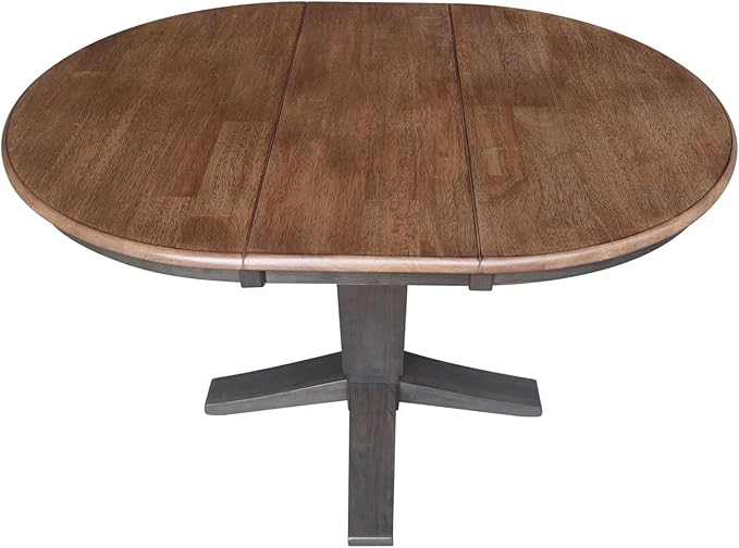 IC INTERNATIONAL CONCEPTS 36" Solid Wood Round Top Pedestal Dining Table with 12" Leaf - 30.1" H