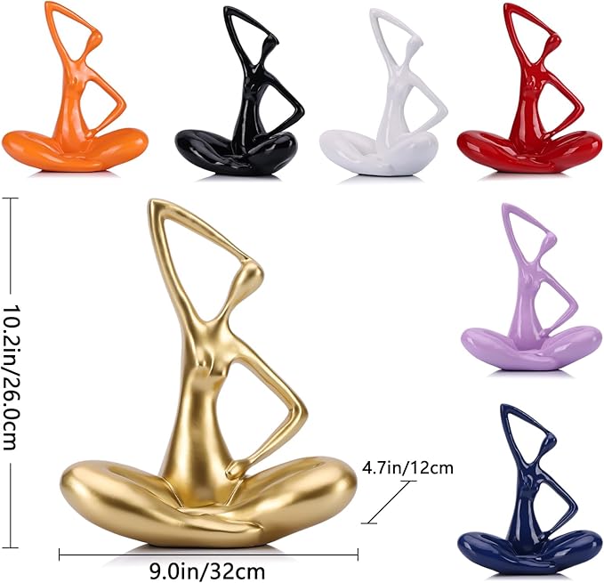Orange Sculpture Woman Statue Abstract Art Female Statues, Modern Funky Home Decor Yoga - Orange Decor Accents, for Bookshelf Decorative Objects Shelves Office Shelf Desktop Figurines Decoration
