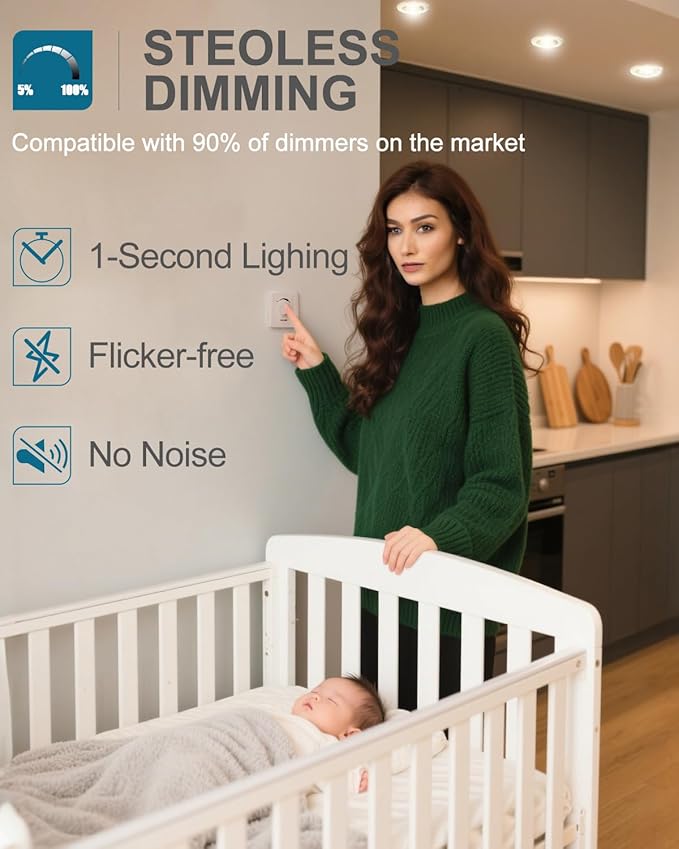 Lightdot 6 Inch Recessed Lighting 6 Pack Gold, 12W Dimmable LED Downlight 3CCT Selectable (3000K/4000K/5000K), Anti-Glare Slim Canless Ceiling Light