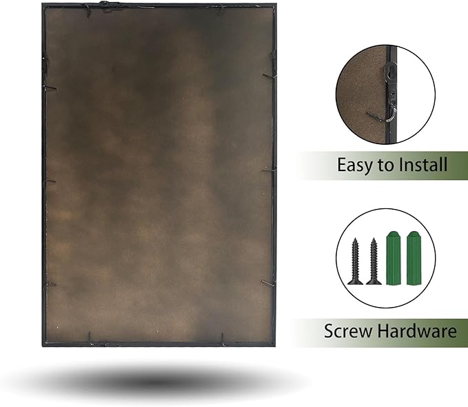 Balck Rectangle Mirror,Window Pane Grid Mirror,Minimalism Wall Mounted Mirror for Entryway,Hallway,Living Room,Fireplace 24"X36"