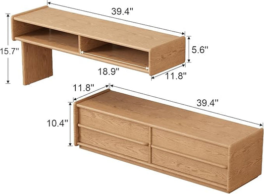 Solid Wood TV Stand for TVs up to 65 Inch，extendable tv Stand with Storage and Shelf for Living Room, Bedroom, Offic，Entertainment Center