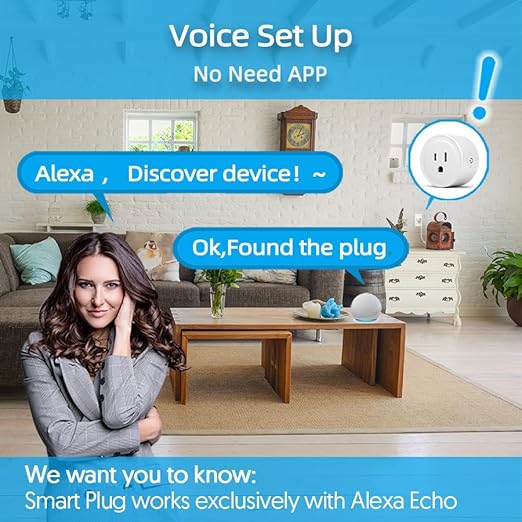 YNF Smart Plug, Simple Setup with One Voice Command, Works with Alexa Only, Remote Control with Timer Function, Bluetooth Mesh Outlet, Alexa Echo Required （1 Pack）