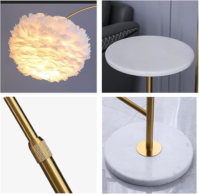 Delemade Floor Lamp,Modern Bedside Lamp with Table, Glam Floor Lamp for Living Room, Bedroom (A Golden)