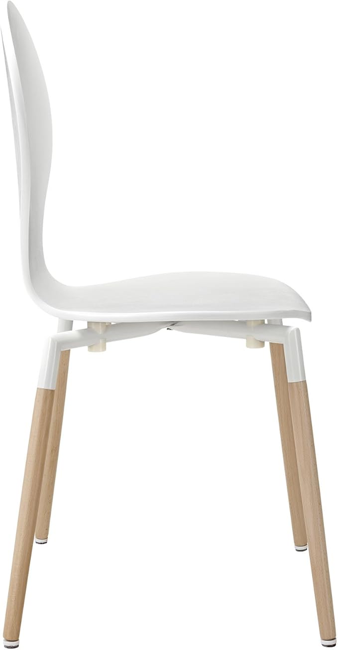 Modway Path Mid-Century Modern Two Kitchen and Dining Room Chairs in White