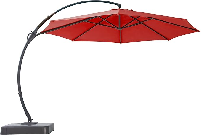 LAUSAINT HOME Outdoor Patio Umbrella with Base included, Deluxe Curvy Cantilever Umbrella Heavy Duty Offset Hanging Umbrella
