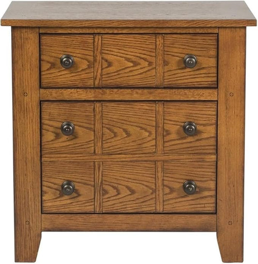 Liberty Furniture Grandpa's Cabin Drawer Night Stand, 27" x 17" x 27", Aged Oak