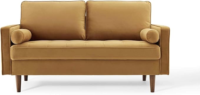 Modway Valour Performance Velvet Loveseat, Cognac Valour Performance Velvet Loveseat
