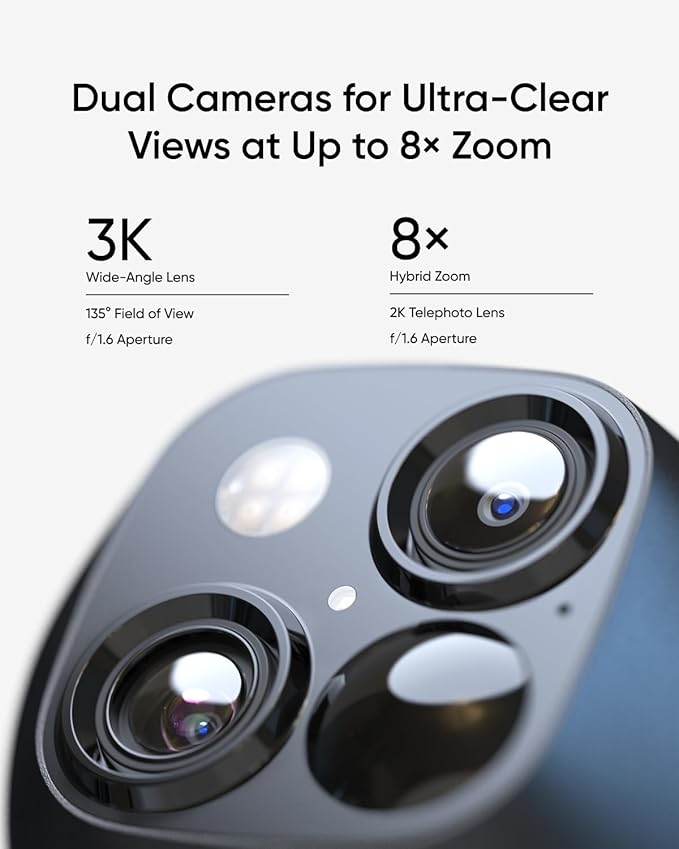 eufy Security Indoor Cam S350 & SoloCam S340(Bundle), Dual Cameras, 4K UHD Security Camera with 8× Zoom, 360° Camera, Baby Monitor, Pet Camera, Human/Pet Detection, AI Tracking