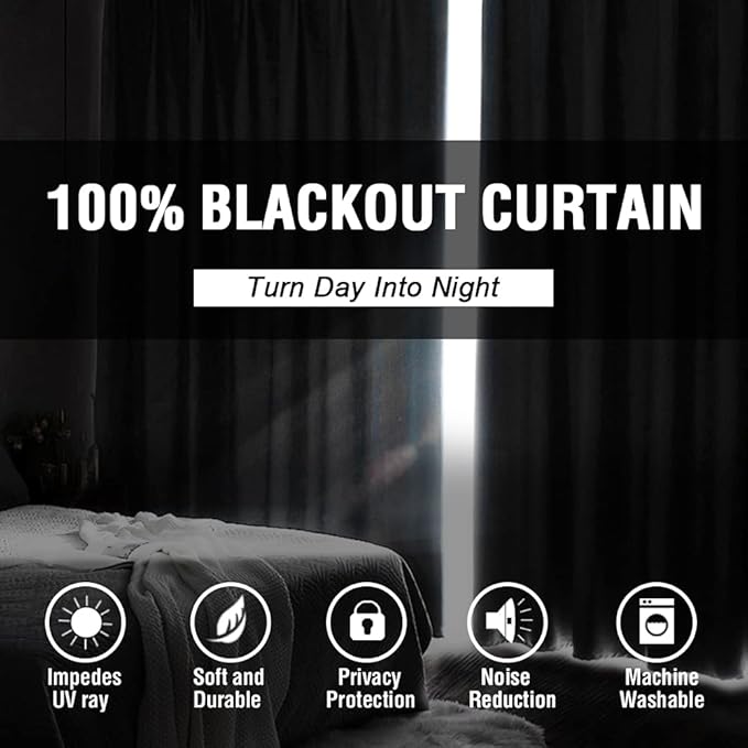 H.VERSAILTEX 100% Blackout Curtains for Bedroom Thermal Insulated Blackout Curtains 63 inch Length Heat and Full Light Blocking Curtains for Living Room with Black Liner 2 Panels Set, Burgundy