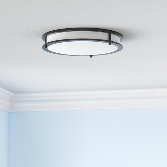 ASD LED 16" Round Flush Mount Lighting, Close to Ceiling Light Fixture | 3CCT, Dimmable, Energy Star, ETL Listed | 24W 1854LM 3000-5000K 120V | Low Profile Double Ring Lamp | Dark Bronze, 4 Pack