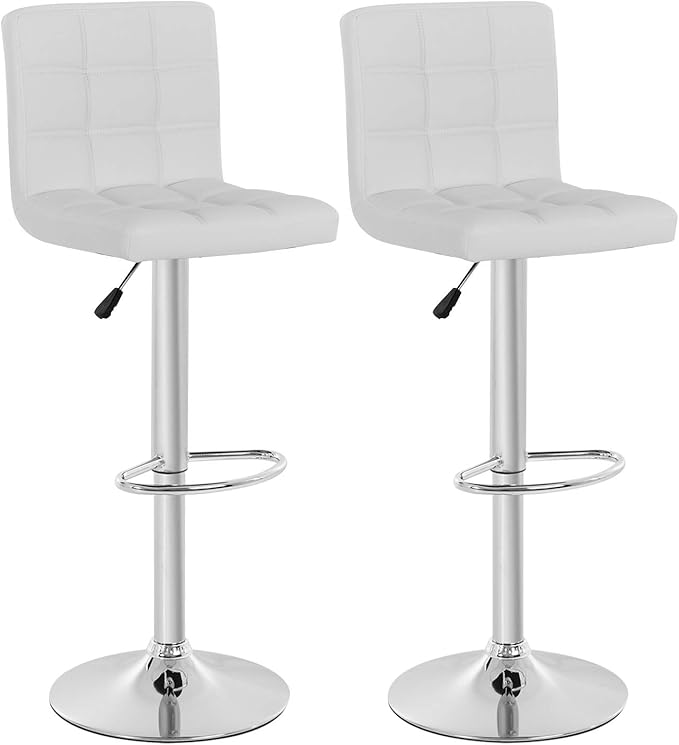 BestOffice Counter Height Bar Stool Set of 2 Barstools Modern Swivel Bar Stool Hydraulic Home Kitchen Stools Height Adjustable PU Leather Bar Chairs Dining Room Chairs